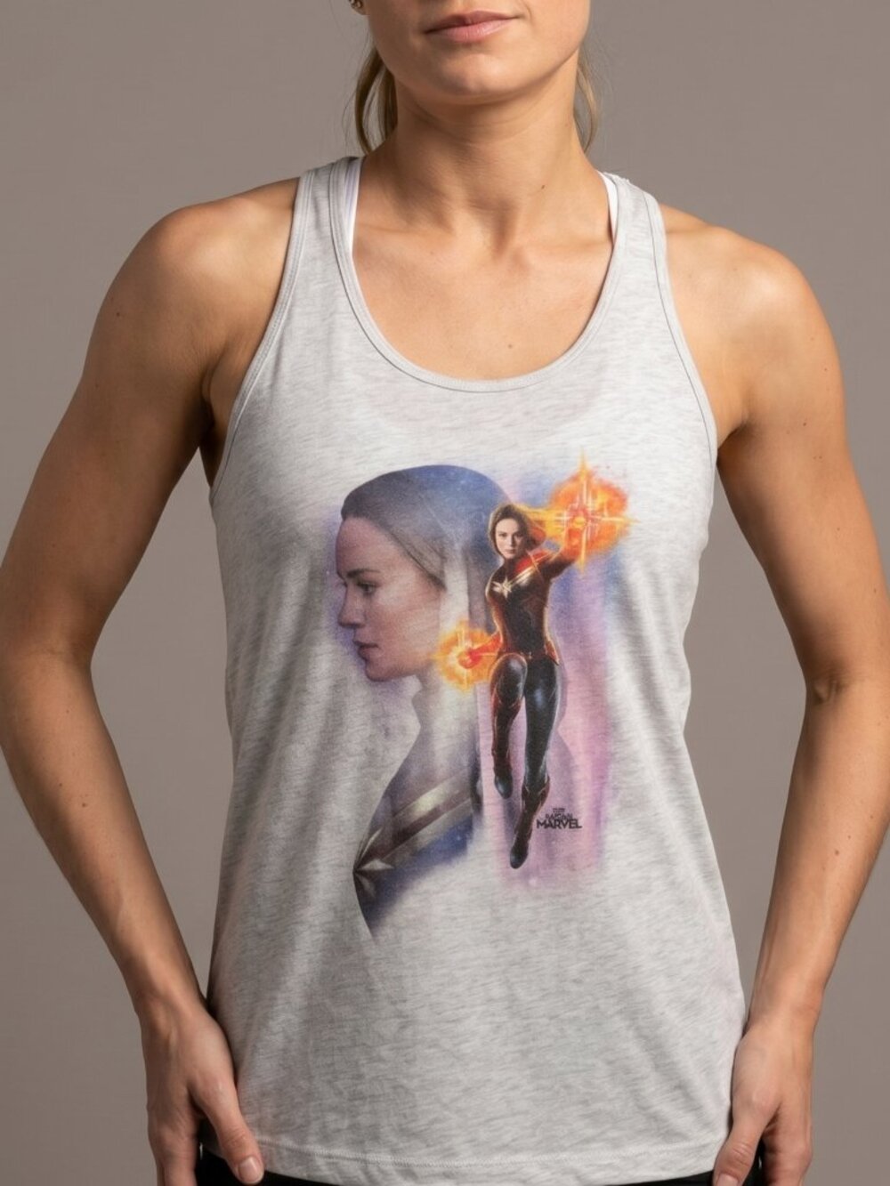 NWOT Marvel Captain Marvel Carol Danvers Artistic Racerback Tank Top Large